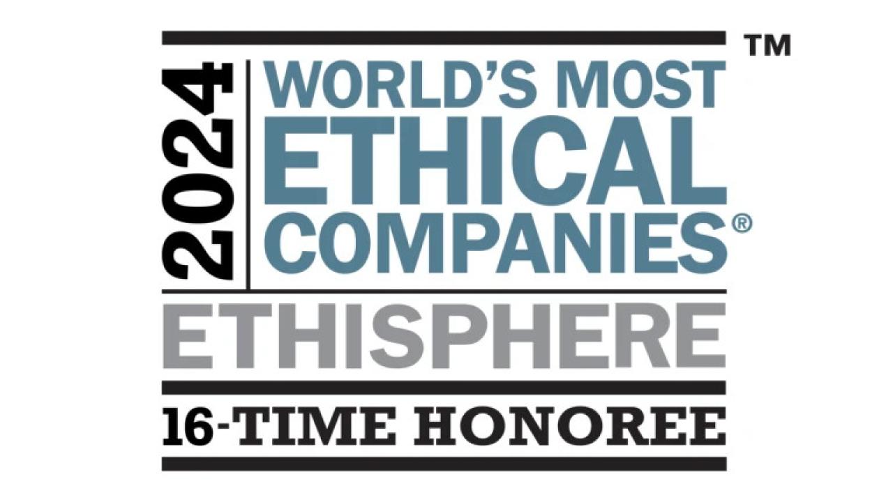 "2024 World's Most Ethical Companies. Ethisphere. 16-Time Honoree" Badge.