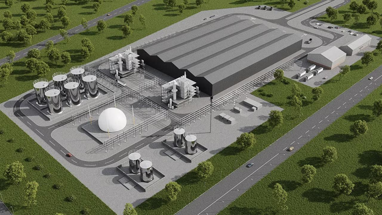 Digital rendering of aerial view of the Mura facility.