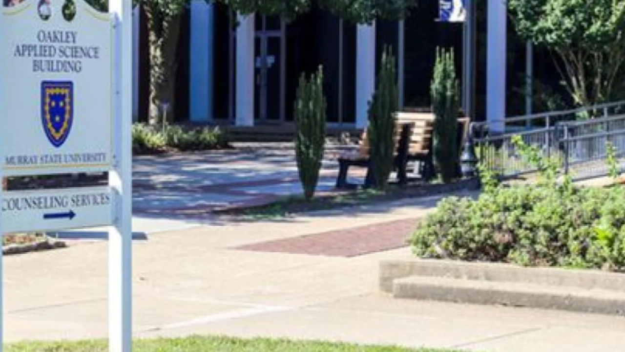 Outside of Oakley applied sciences building, a ramp going to the front door