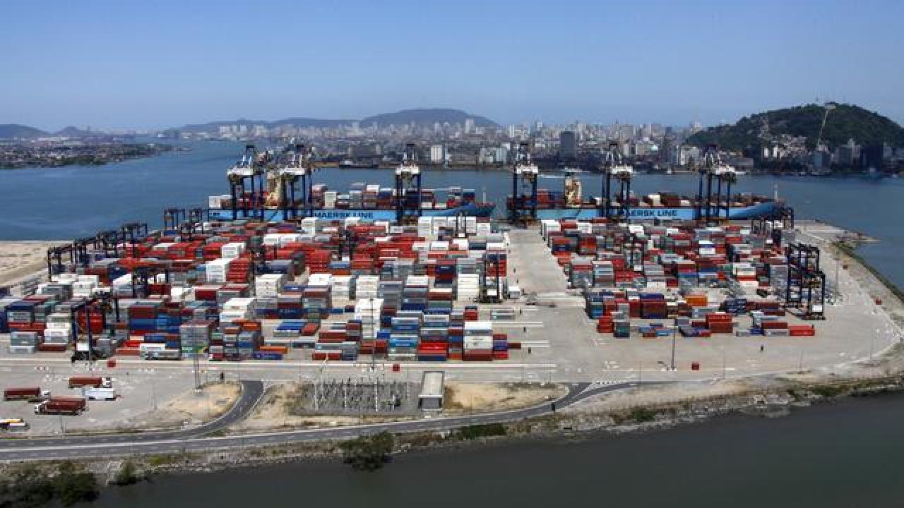Aerial view of Santos Port