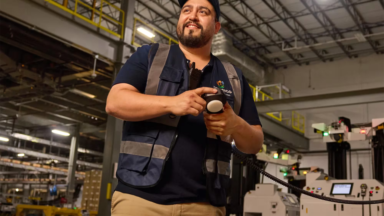 A smiling worker