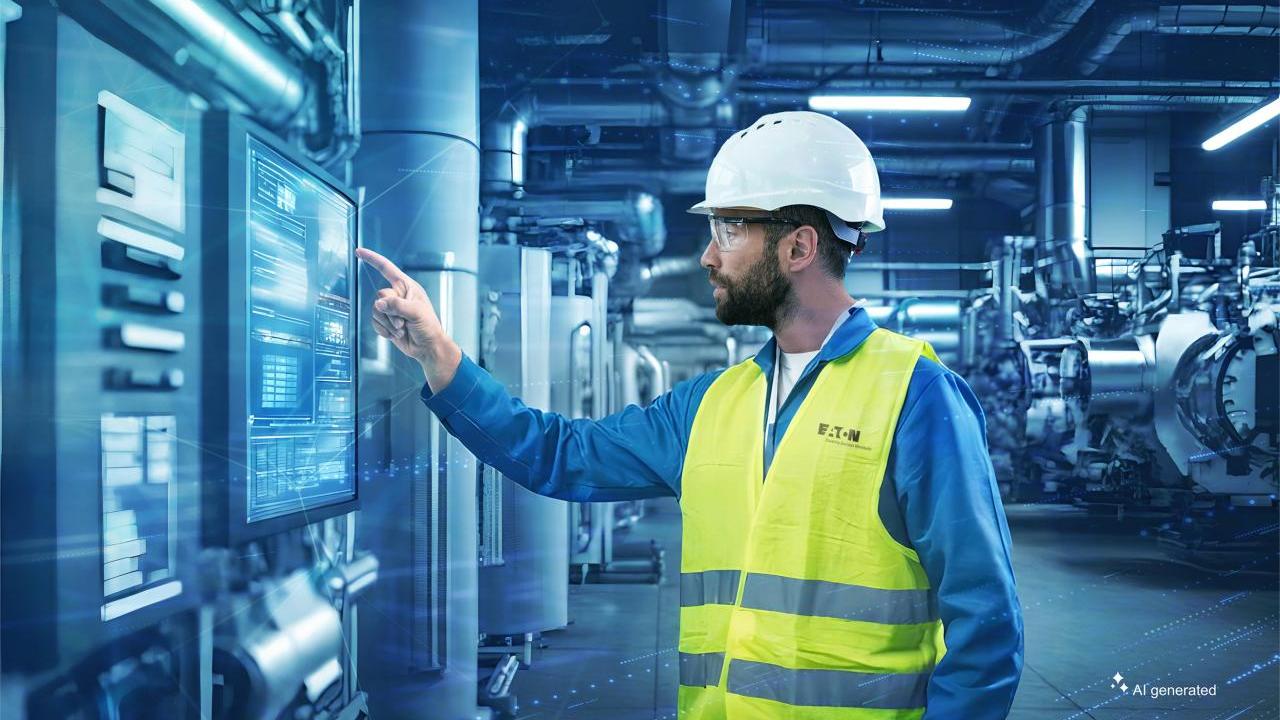 Worker using a touch screen