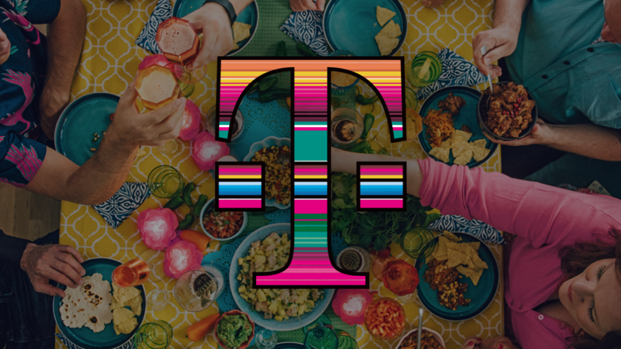 table of food with T-Mobile logo