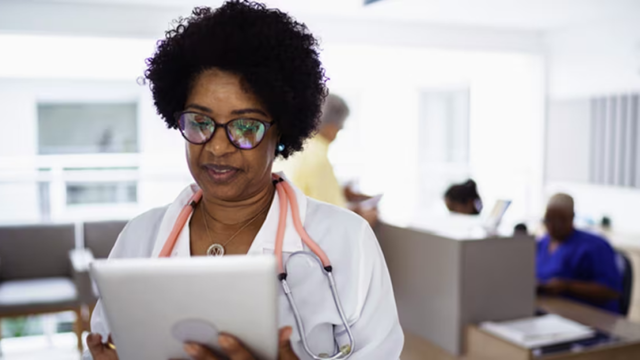 Nurse on tablet