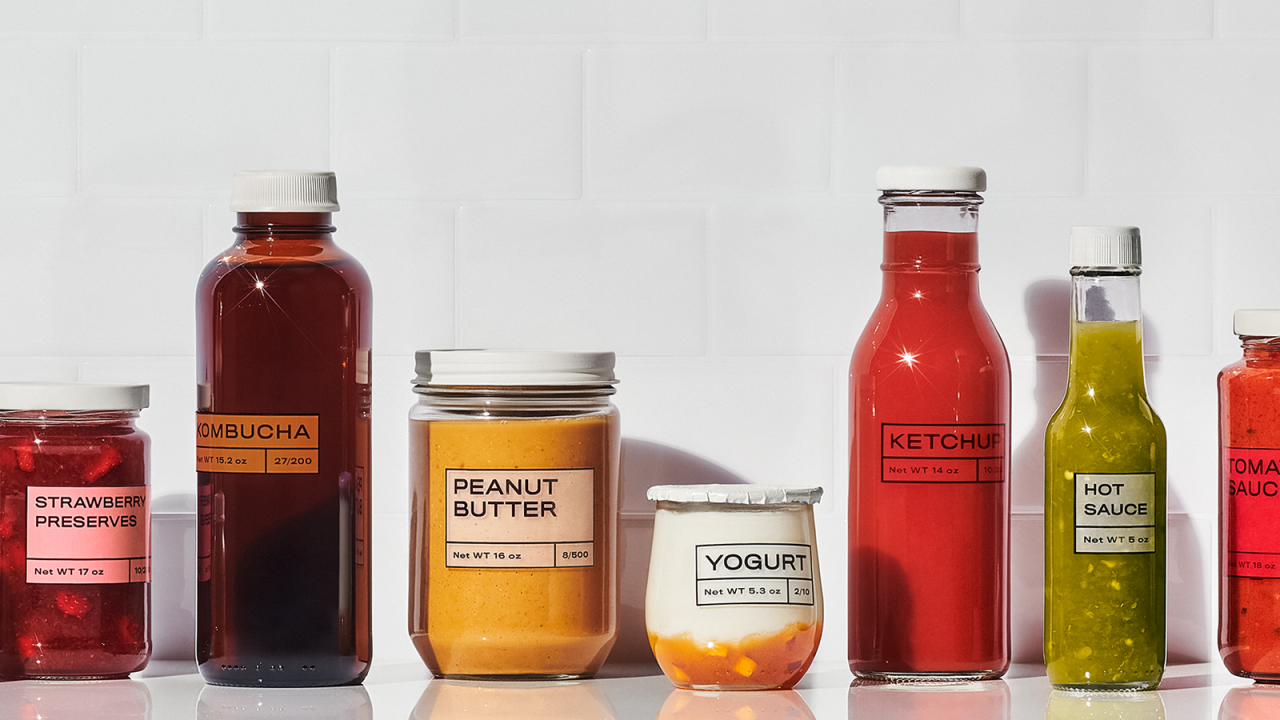 Several different jars of condiments