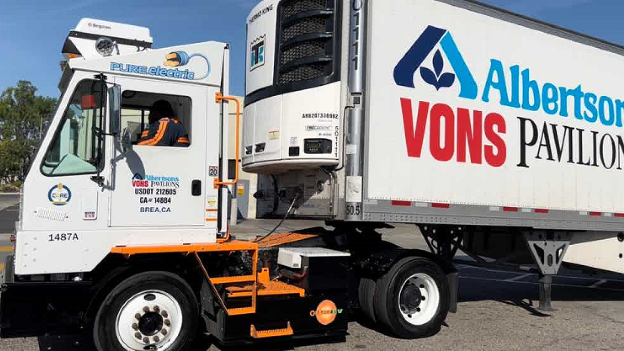 large truck with Albertsons and Vons Pavillon logos