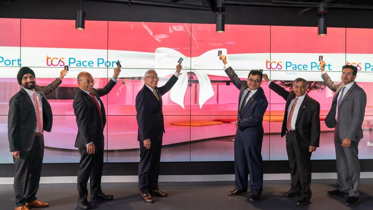 photo from the inauguration of Pace Port (TM) of the digital ribbon cutting