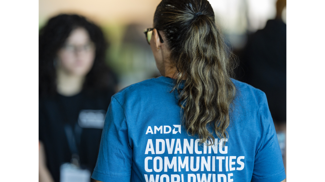 person wearing an AMD shirt