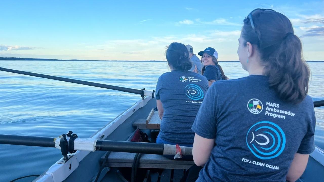 Volunteers on boat