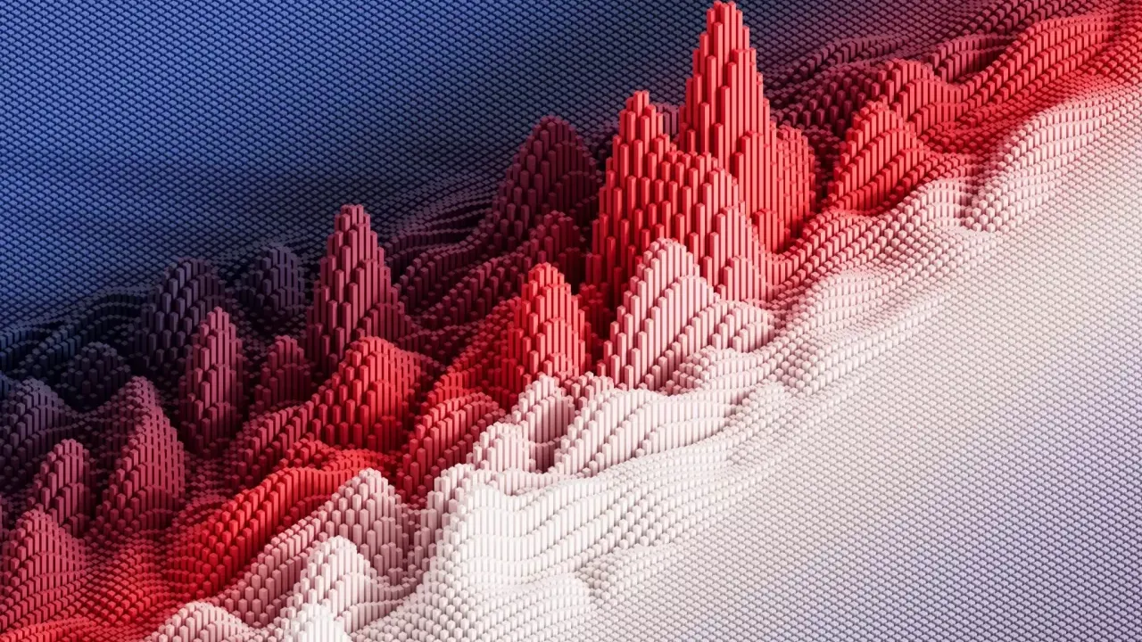 Abstract digital rendering of multicolor pin waves.