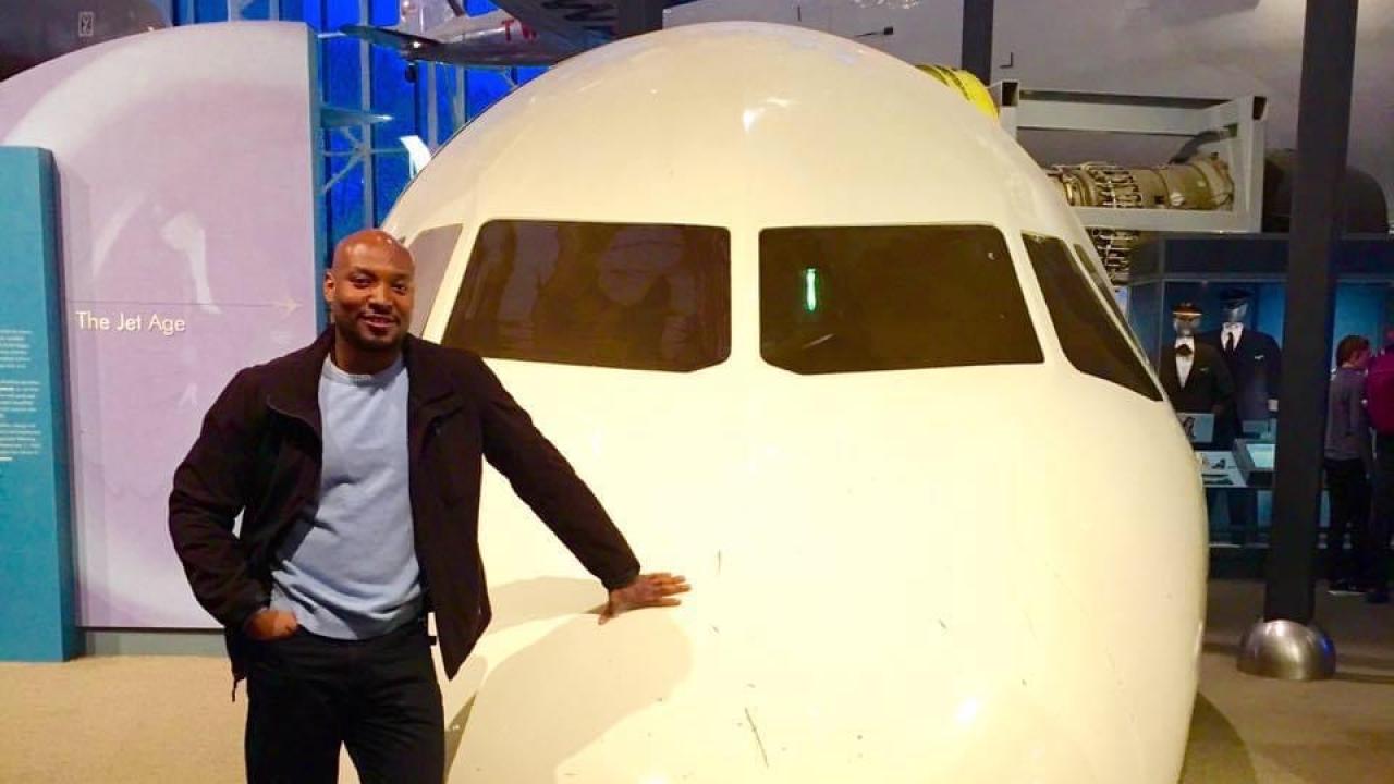 Jamie Gates with plane