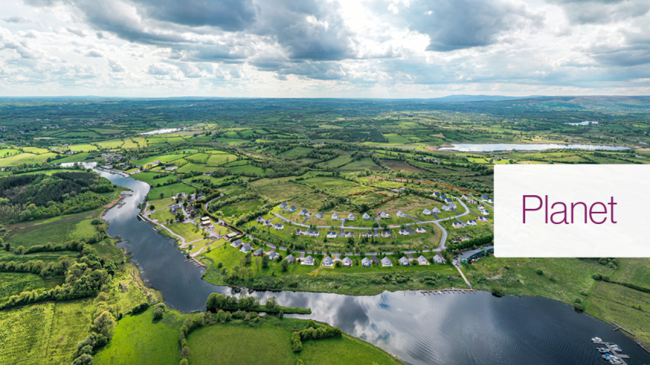 Aerial view of the River Shannon and town.
