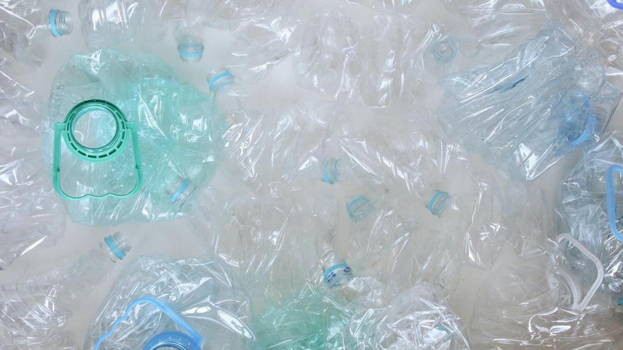 plastic bottles being recycled