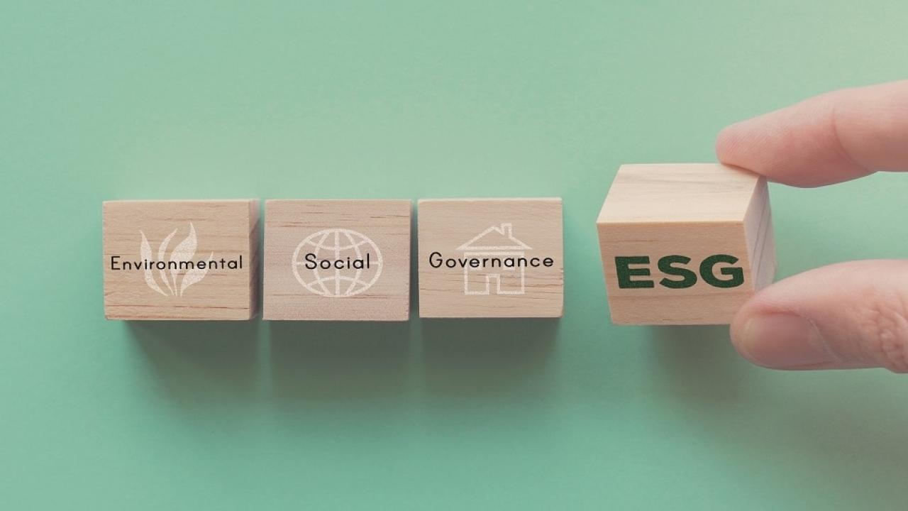 wooden blocks that read environment, social, governance, ESG