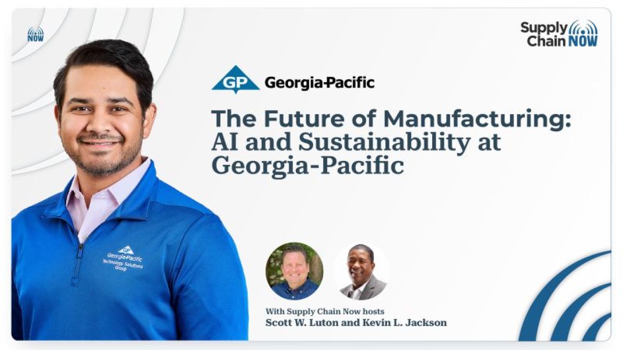 "The Future of Manufacturing: AI and Sustainability at Georgia Pacific" with podcast member's headshots