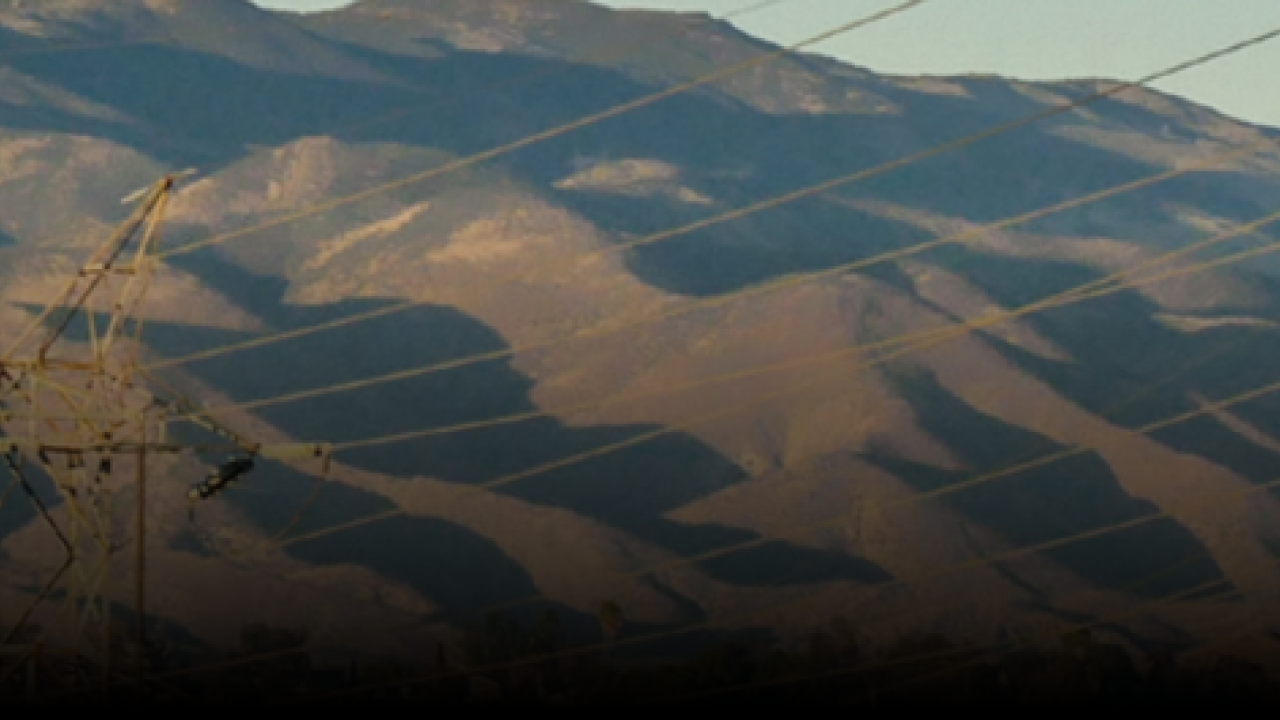 mountain view with power lines 