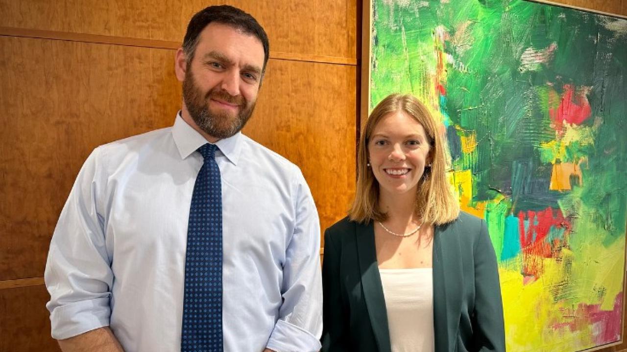 Washington University collaborators Simon Haroutounian, PhD and Emma Johnson, PhD