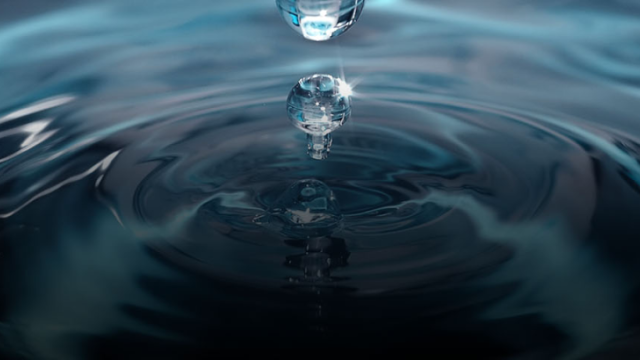 Drop of water making ripples