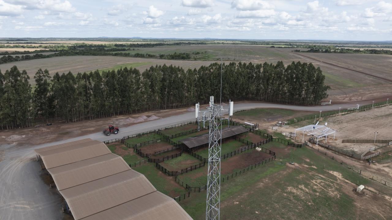 transmission tower in a field
