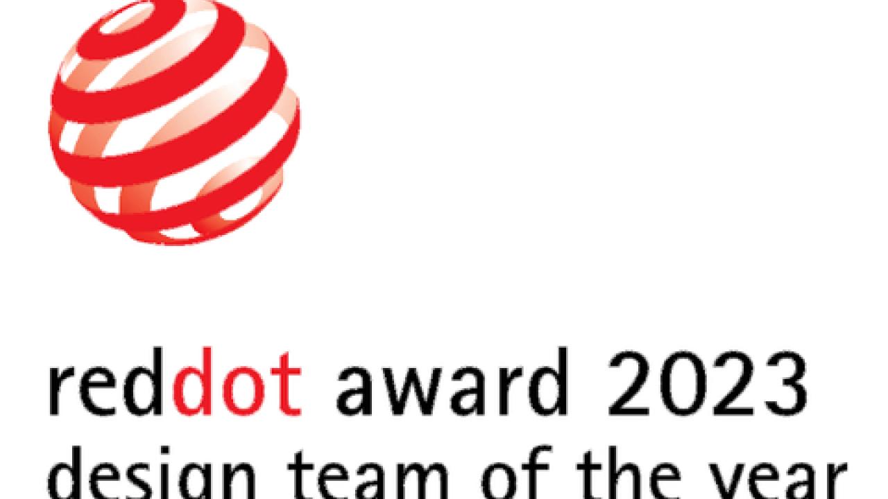 Red Dot award logo. "reddot award 2023 design team of the year."