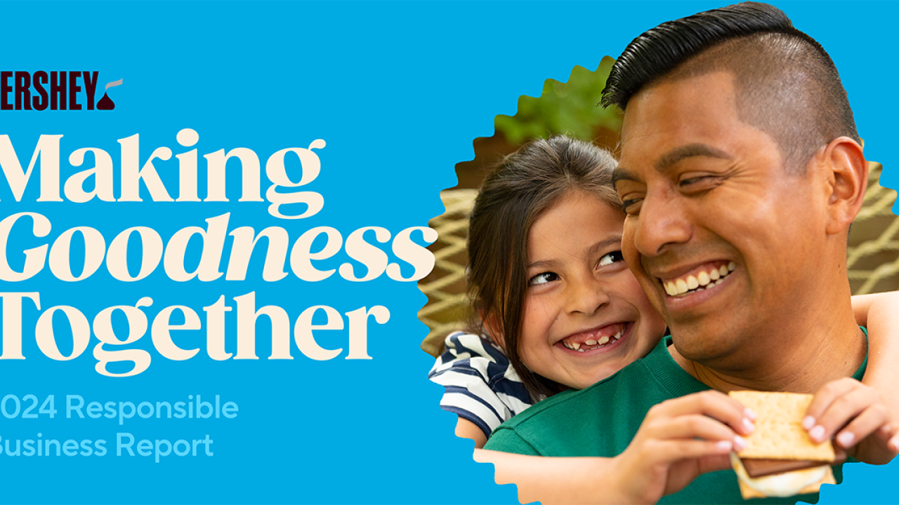 "Making Goodness Together 2024 Responsible Business Report" with image of person with a child