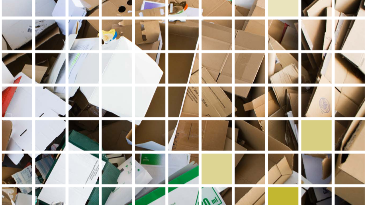 White grid over picture of a pile of empty boxes