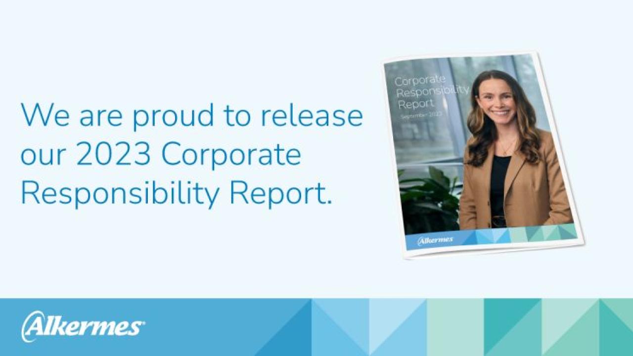 "We are proud to release our 2023 Corporate Responsibility Report." with image of smiling person