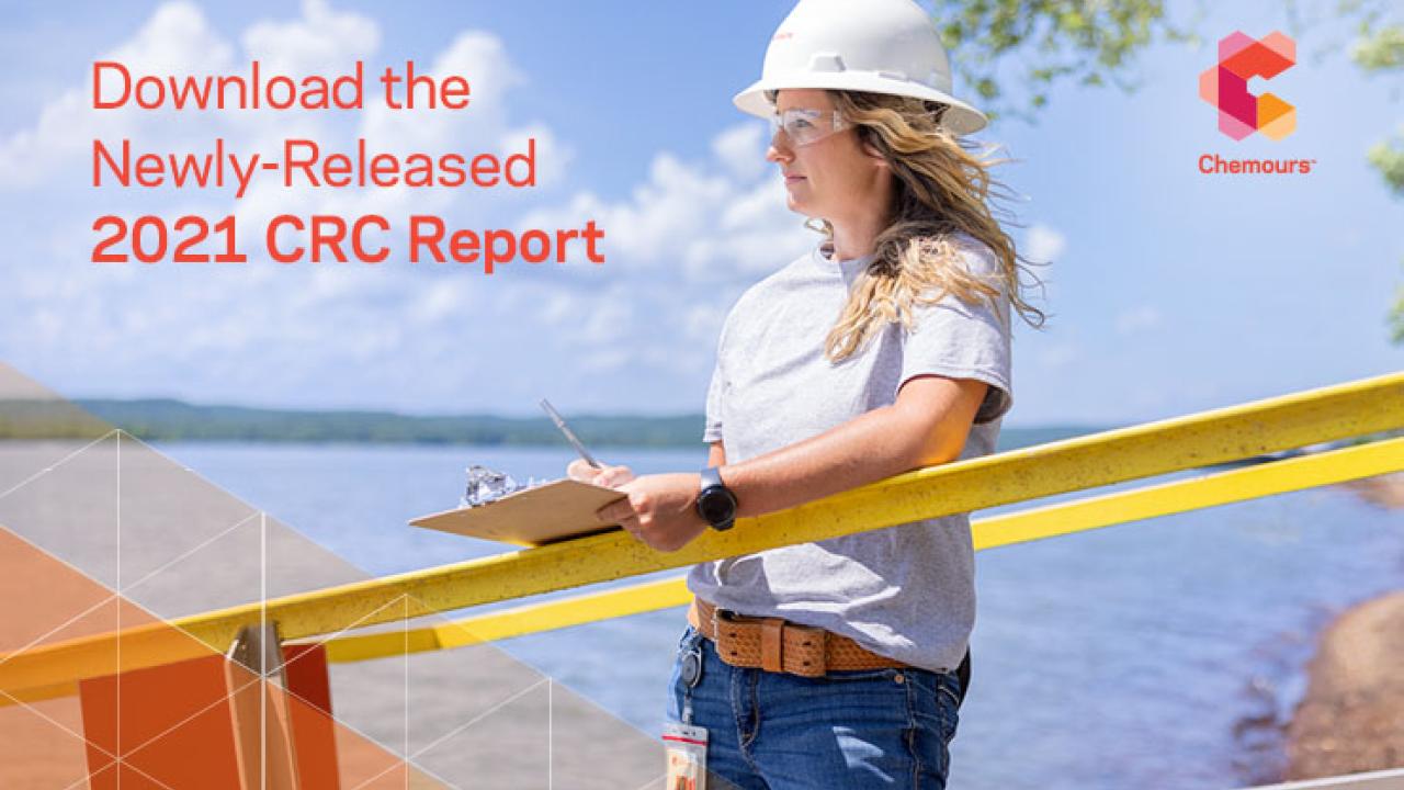 "Download the Newly-Released 2021 CRC Report" with woman and lake in background