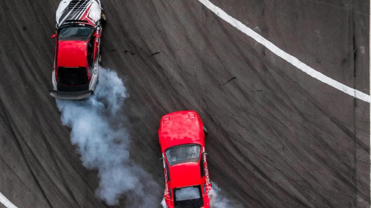 two cars racing