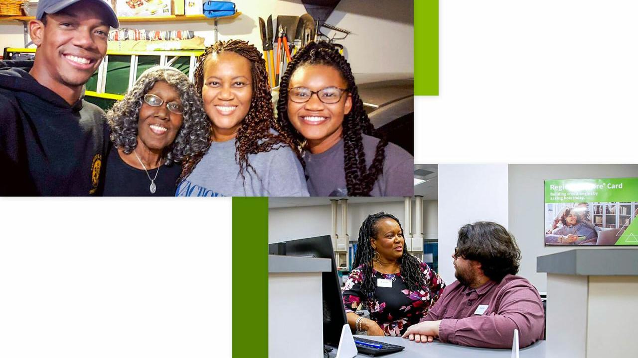 photos of Kascia Polk with family and coworkers