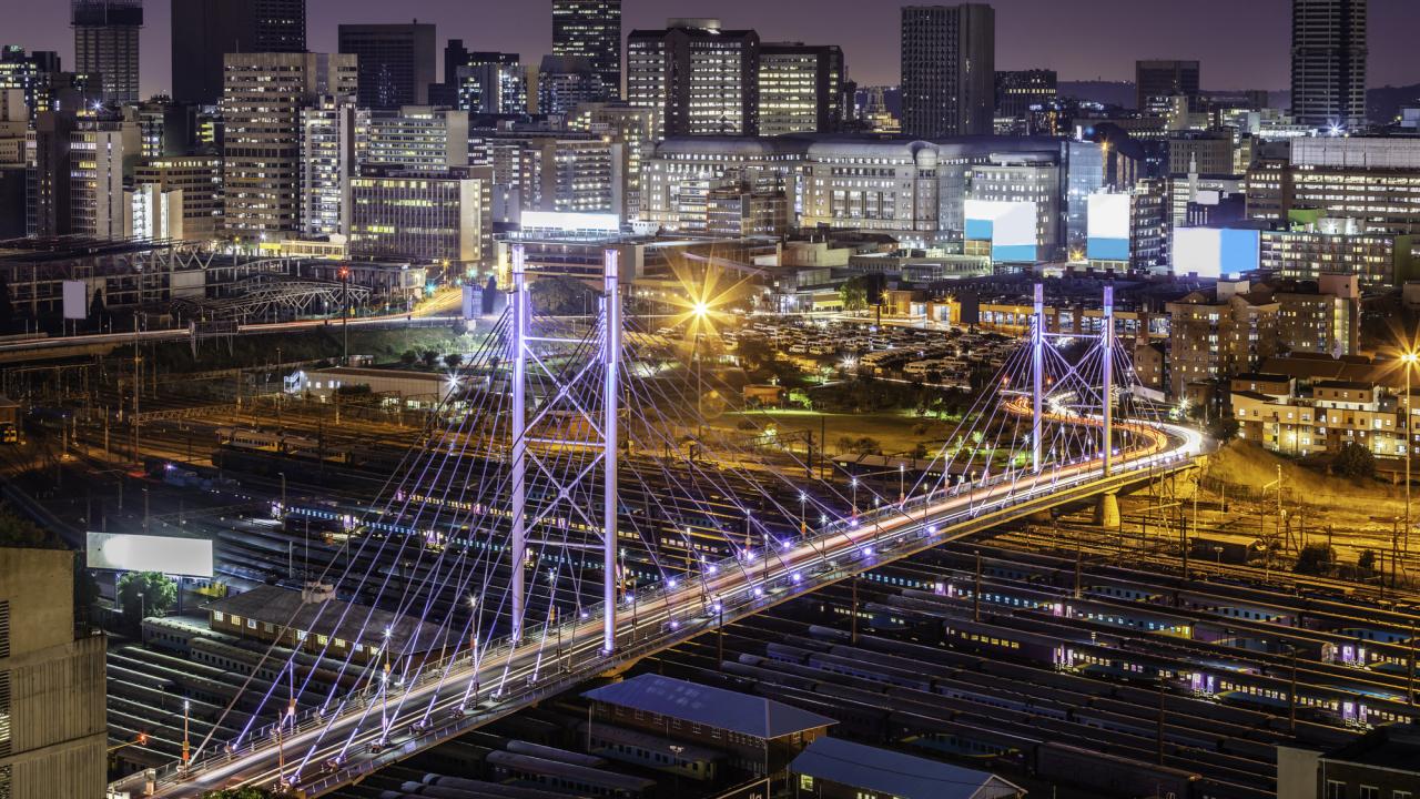 Johannesburg bridge at night