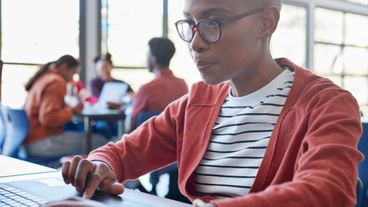 HBCU student on laptop