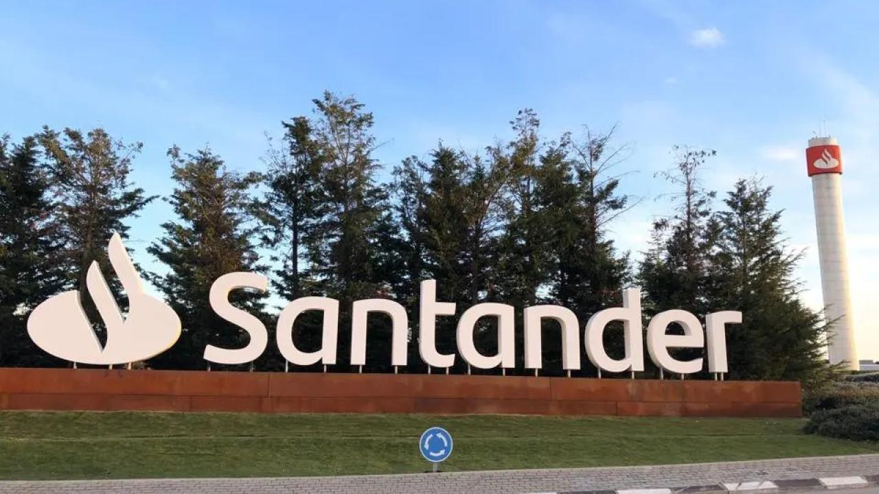 A large outdoor sign "Santander".