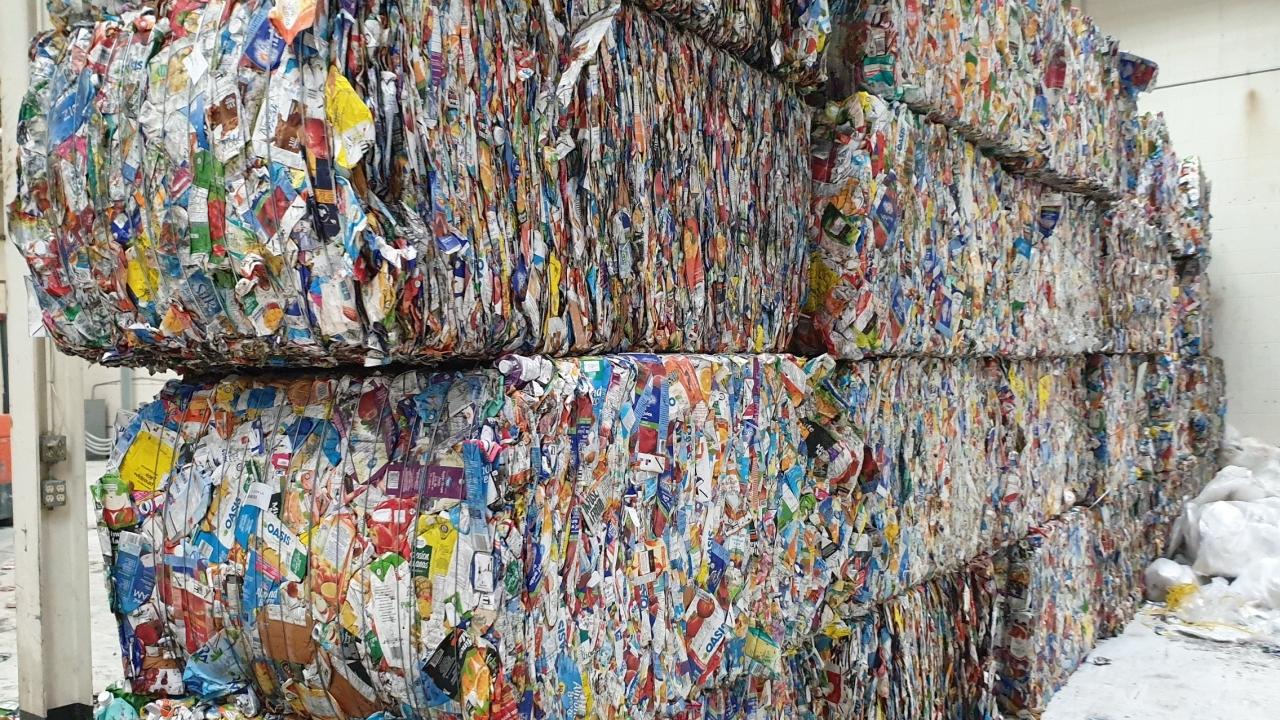 stacks of packaging waste