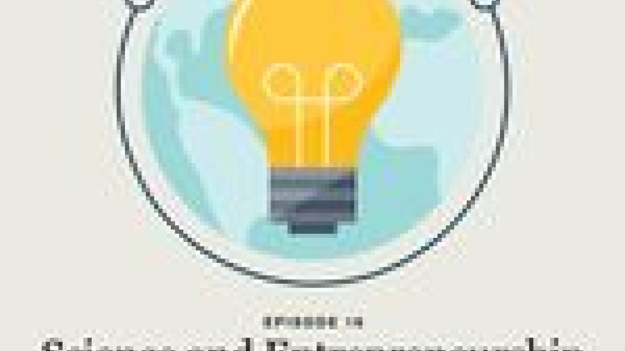 "Science and Entrepreneurship" Dow logo and podcast logo.
