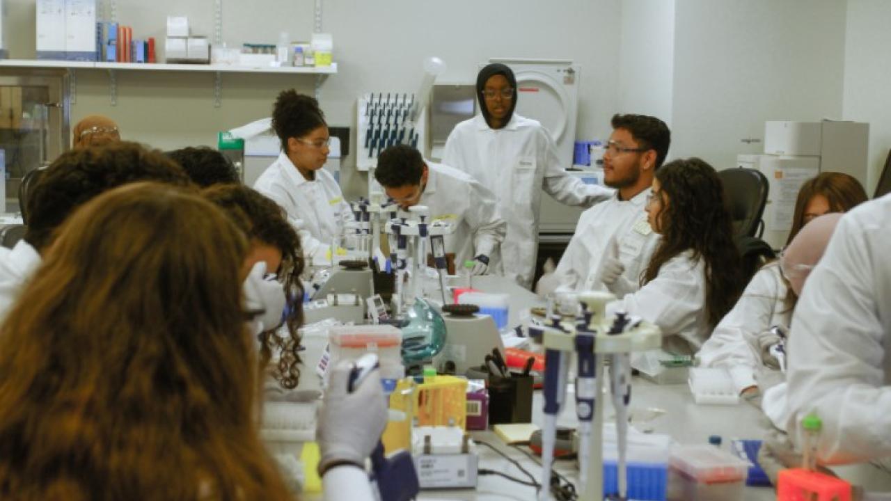 SD2 STEM students working in the lab.