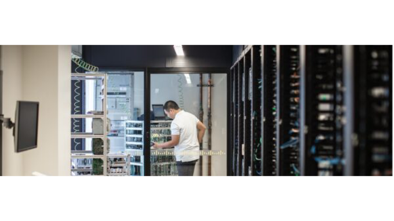 man working in data center