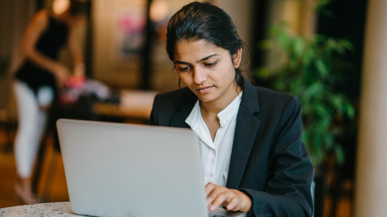 woman working on a laptop