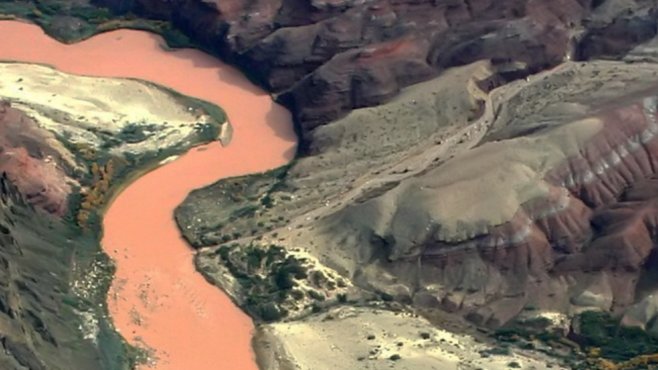 river and rocks from above