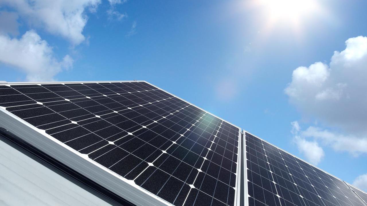 Stock photo of solar panels