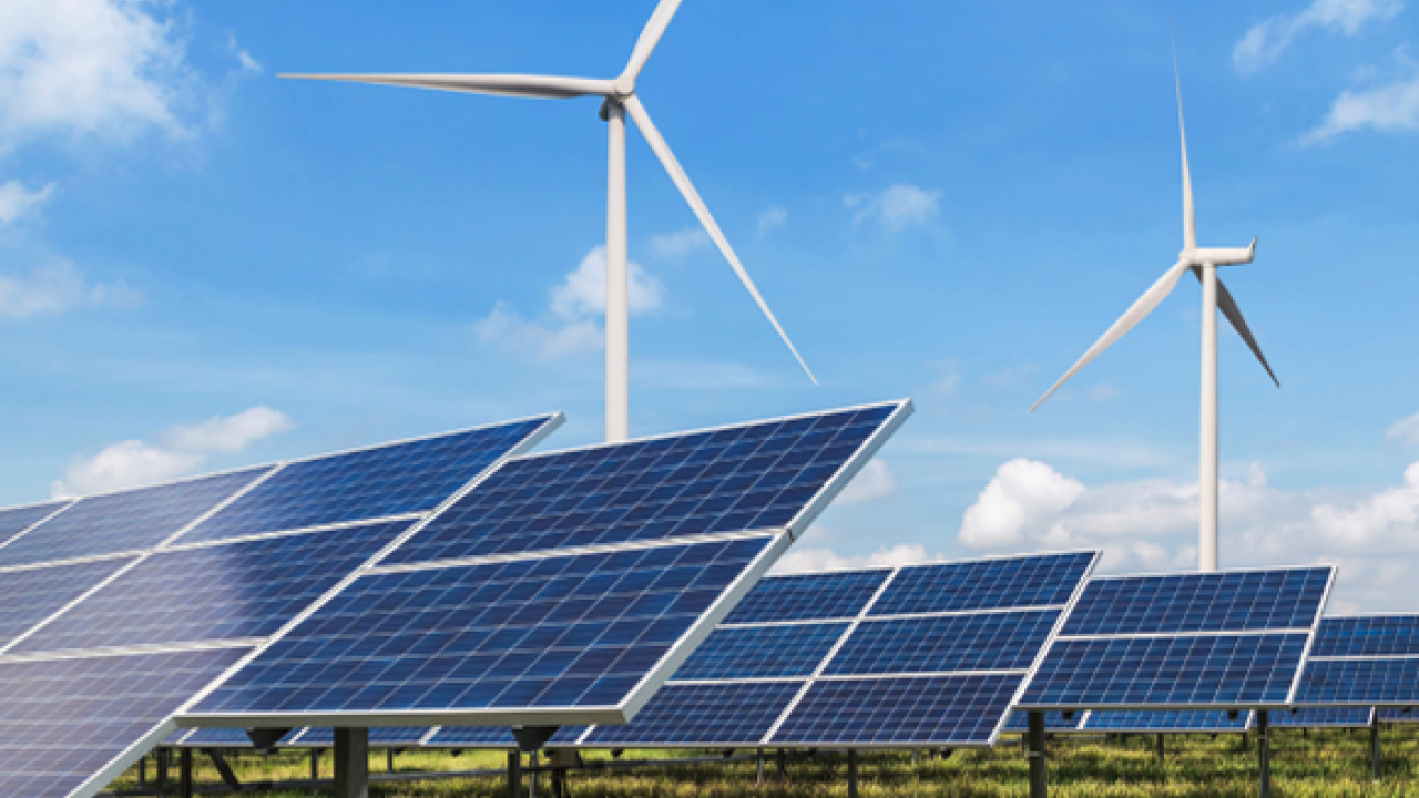 Wind turbines and solar panels