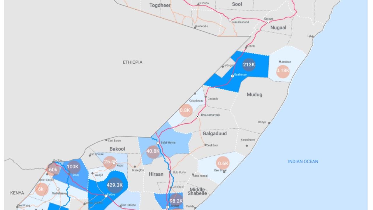 A map from the United Nations showing the impact of the floods in Somalia as of November 11, 2023.
