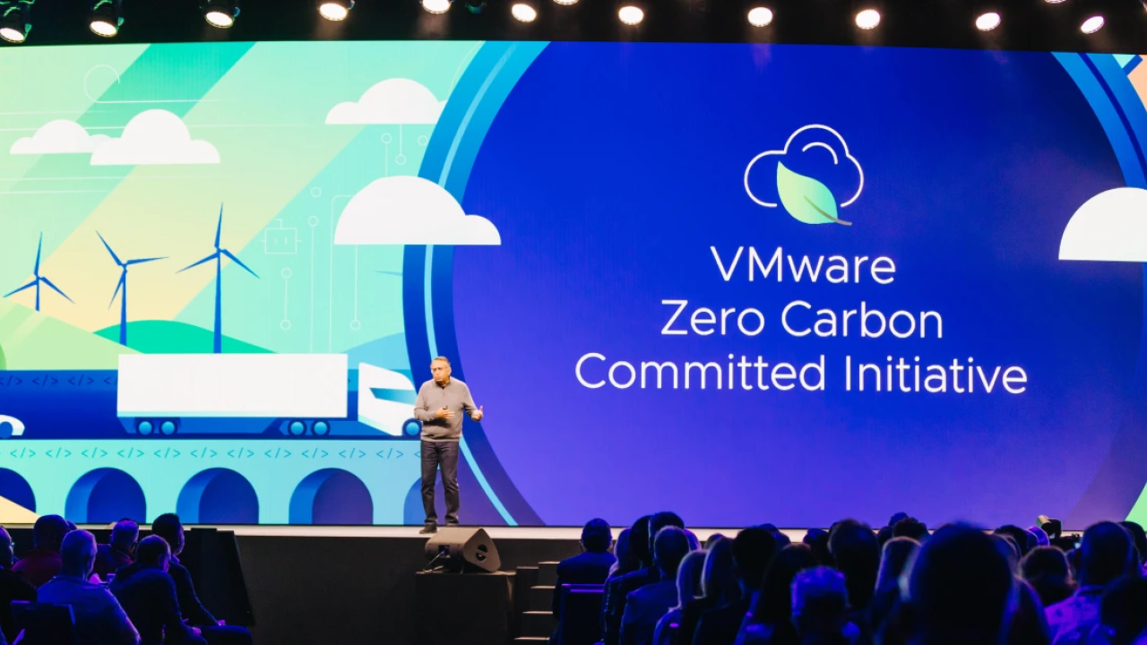 VMware CEO Raghu Raghuram delivers VMware Explore Keynote on stage