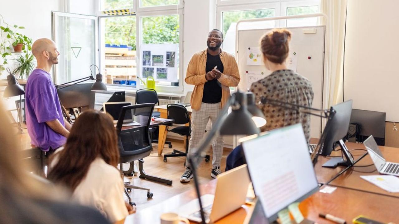 People talking together in an office
