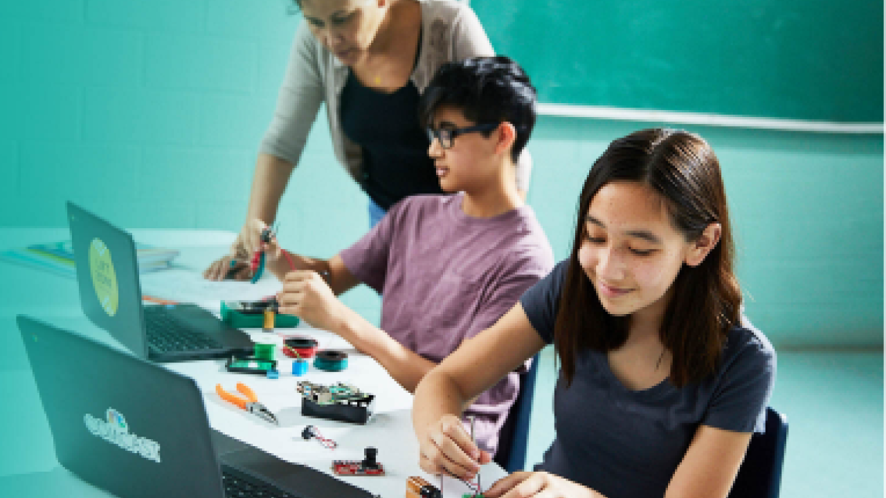 Students working on STEM projects