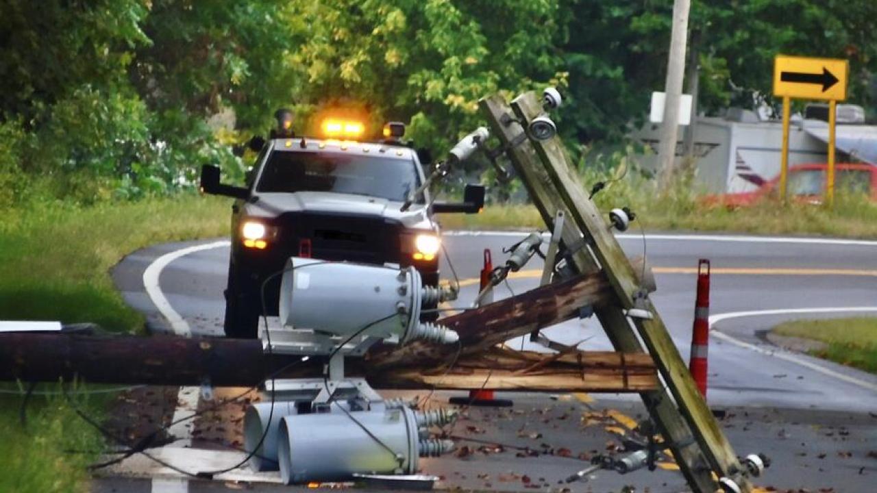 truck coming to repair downed powerline