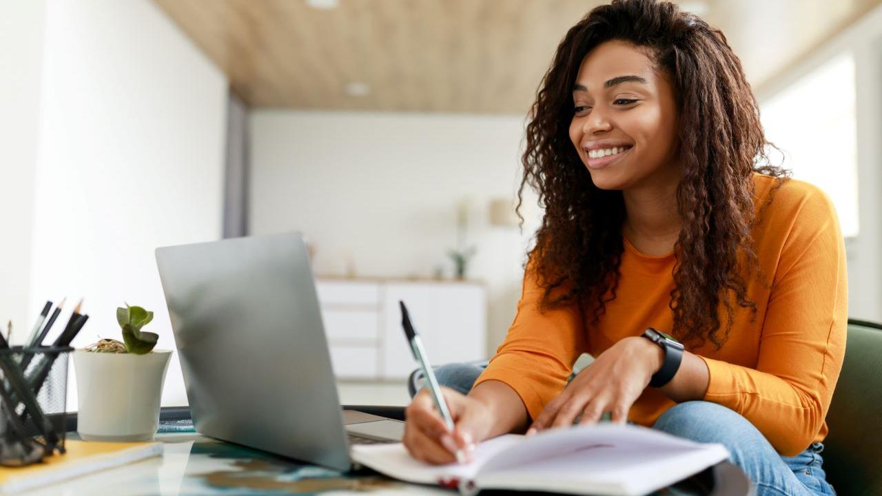Student and laptop