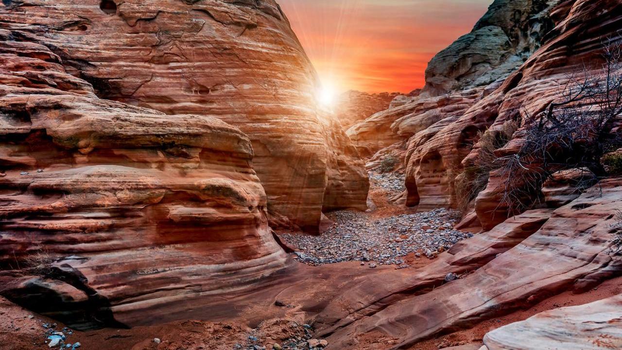 Sunset on rocks