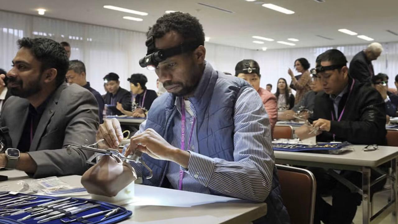 Smile Train partners take part in a Simulare workshop at Cleft 2025 in Kyoto, building practical surgical skills through simulation-based training and collaboration.