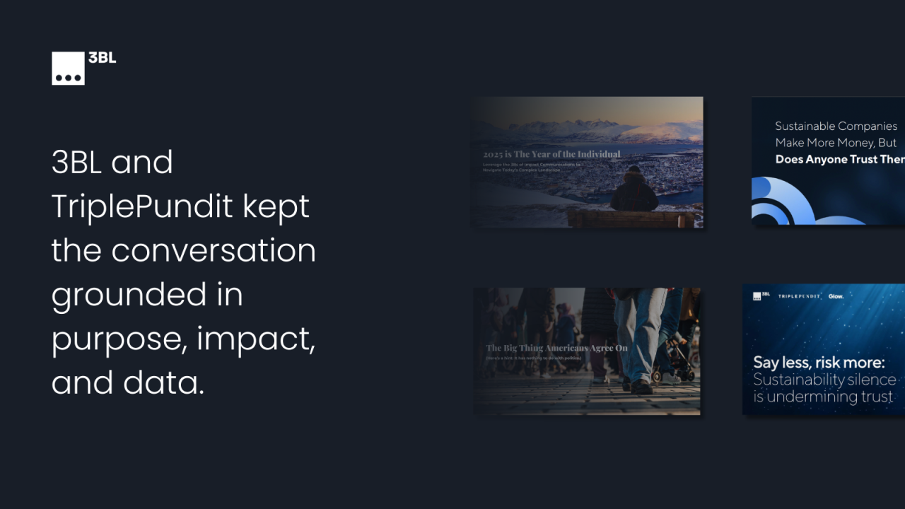 "3BL and TriplePundit kept the conversation grounded in purpose, impact, and data."
